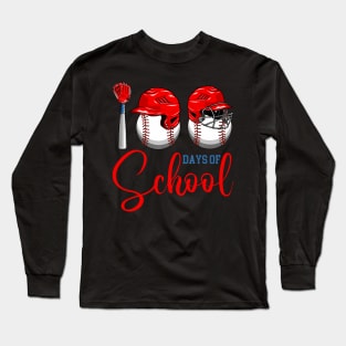 100 Days of School Baseball 100th Day Of School Teacher Kids Long Sleeve T-Shirt